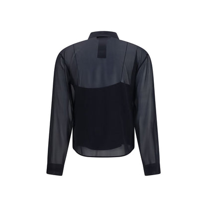 Gucci Black Stretch Silk Chiffon Dress Shirt