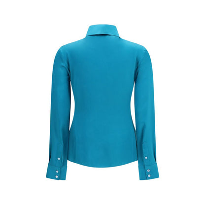 Gucci Blue Silk Satin Dress Shirt