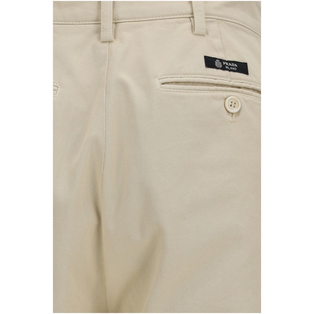 Prada Beige Cotton Straight-Leg Casual Pants