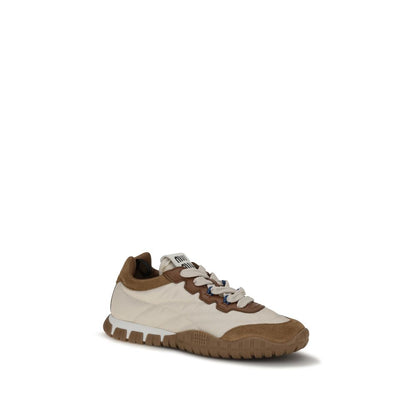 Miu Miu Beige Tyre Technical Fabric and Suede Sneakers