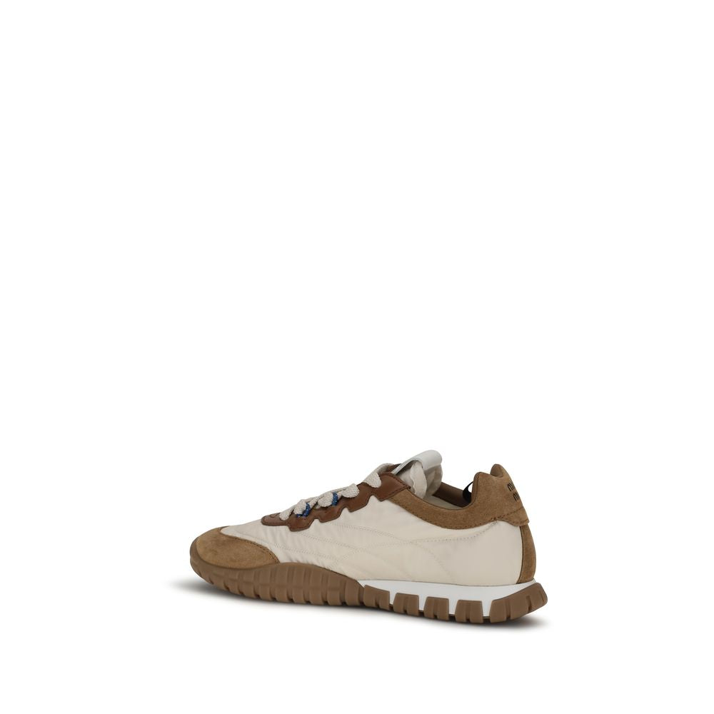 Miu Miu Beige Tyre Technical Fabric and Suede Sneakers