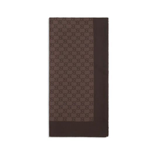 Gucci Brown Silk GG Twill Jacquard Scarf Foulard