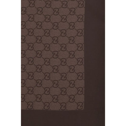 Gucci Brown Silk GG Twill Jacquard Scarf Foulard