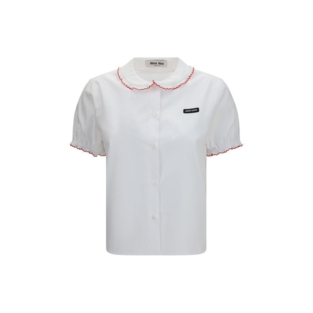 Miu Miu White Cotton Poplin Shirt Blouse