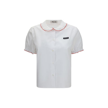 Miu Miu White Cotton Poplin Shirt Blouse
