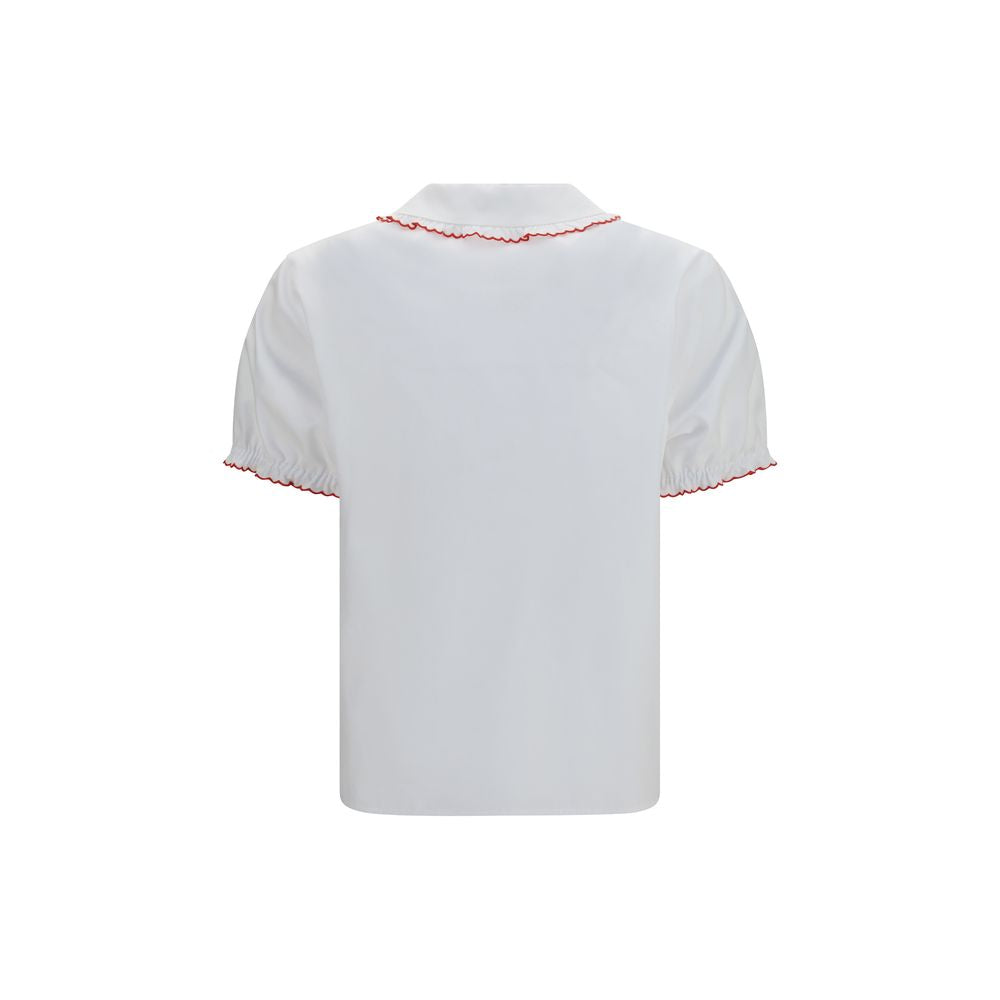 Miu Miu White Cotton Poplin Shirt Blouse