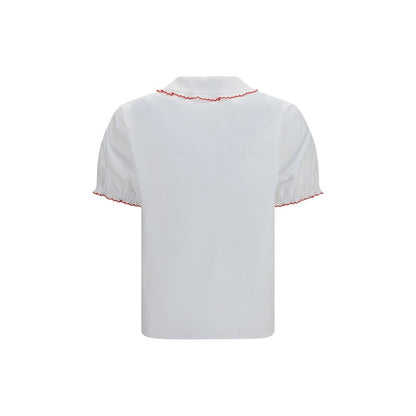 Miu Miu White Cotton Poplin Shirt Blouse