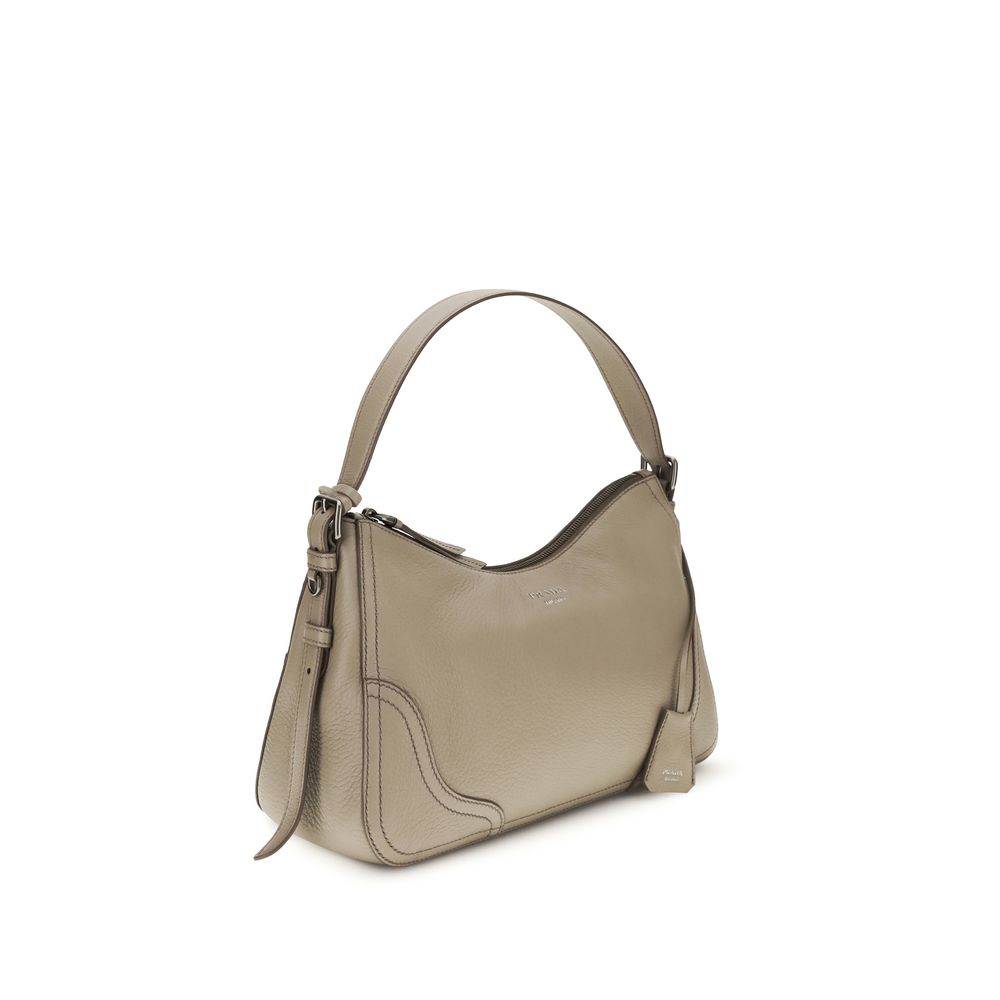 Prada Aimée Large Shoulder Bag in Gray Calf Leather Bos Taurus
