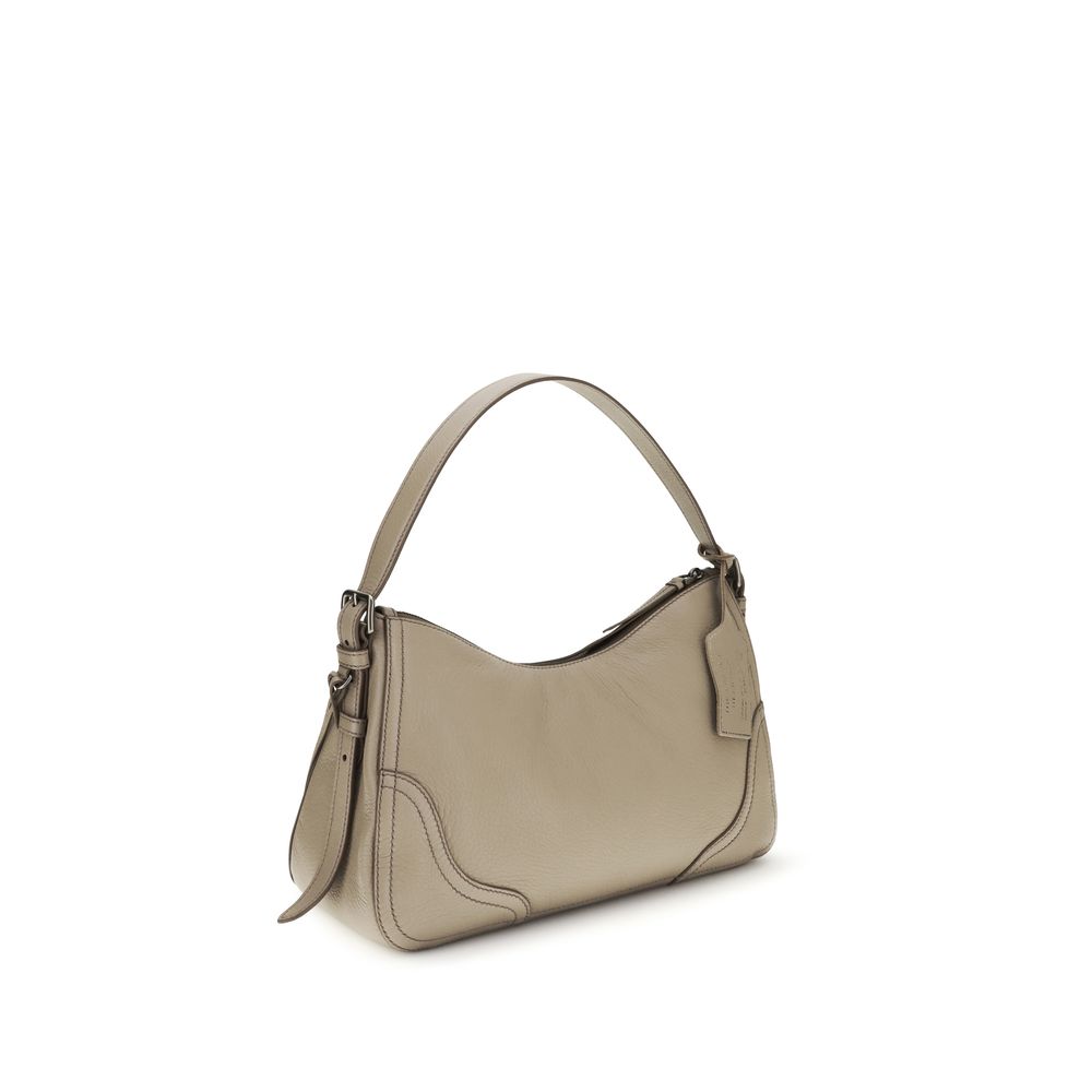 Prada Aimée Large Shoulder Bag in Gray Calf Leather Bos Taurus
