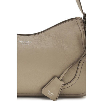 Prada Aimée Large Shoulder Bag in Gray Calf Leather Bos Taurus