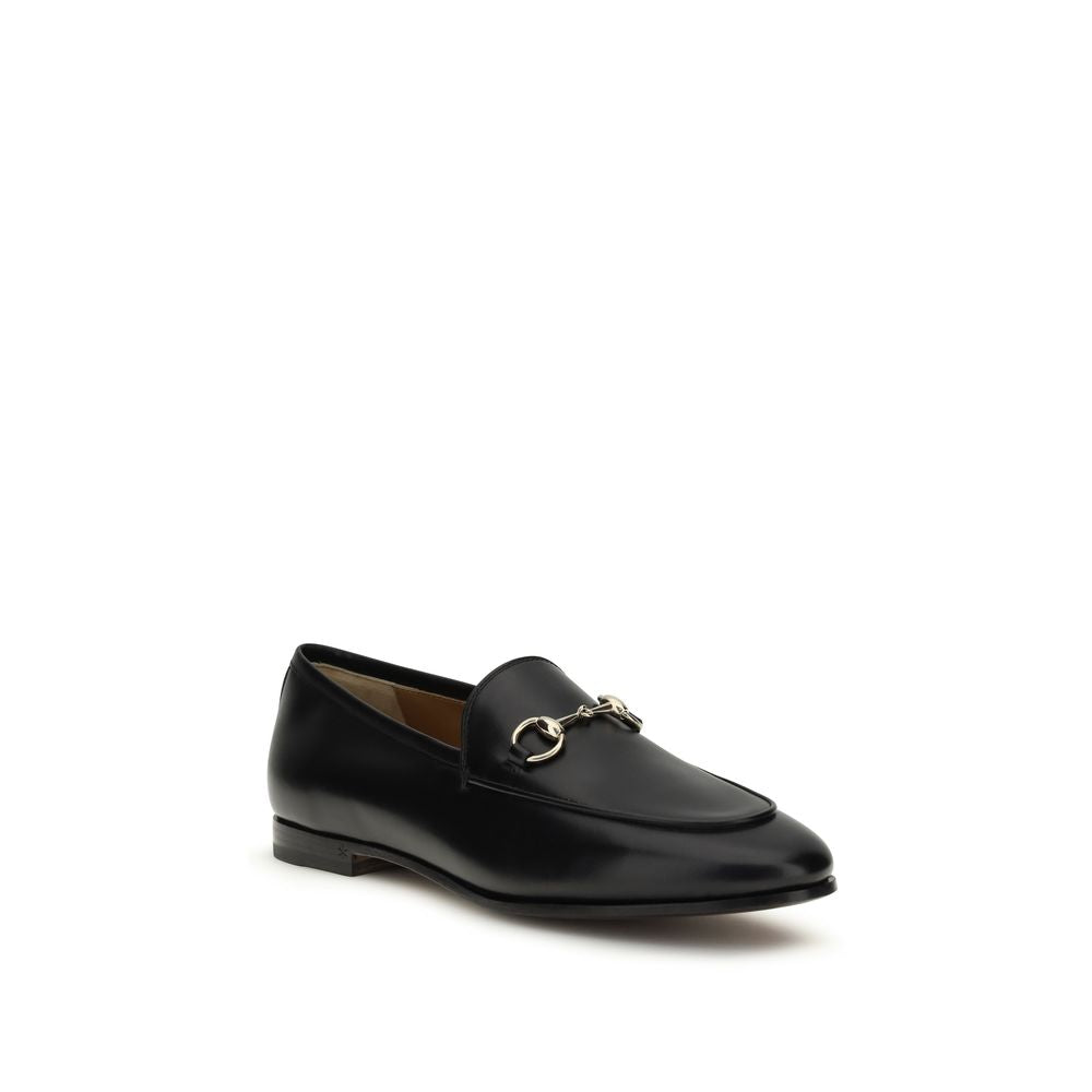 Gucci Black Calf Leather Jordaan Slip-On Loafers