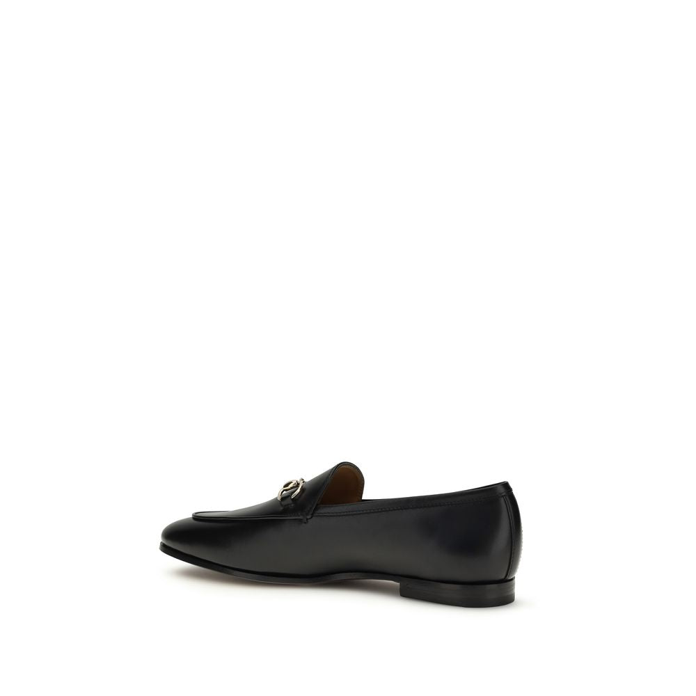 Gucci Black Calf Leather Jordaan Slip-On Loafers