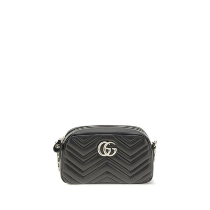 Gucci Black Calf Leather GG Marmont Shoulder Bag Handbag