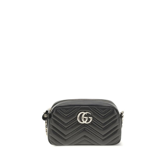 Gucci Black Calf Leather GG Marmont Shoulder Bag Handbag