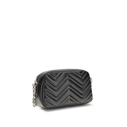 Gucci Black Calf Leather GG Marmont Shoulder Bag Handbag