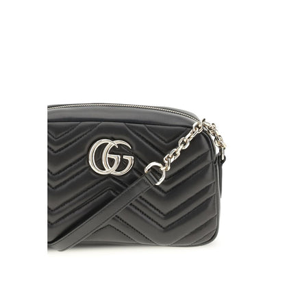 Gucci Black Calf Leather GG Marmont Shoulder Bag Handbag