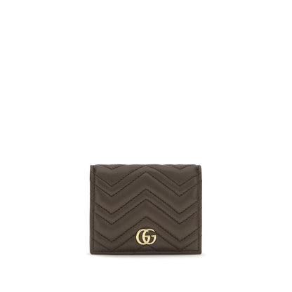 Gucci Brown Chevron Matelassé Nappa Leather Small GG Marmont Wallet