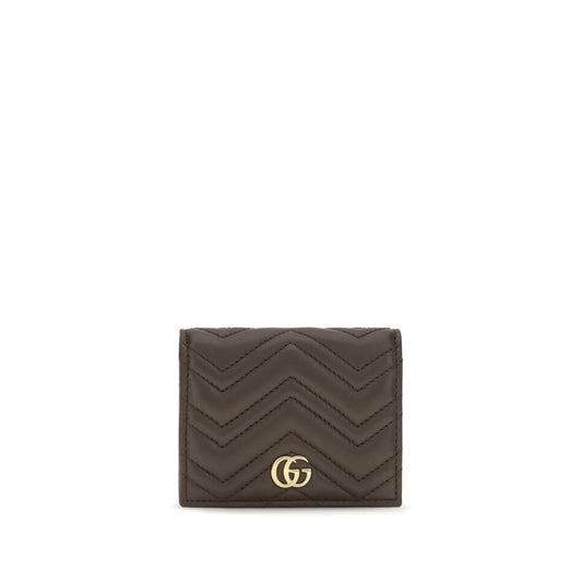 Gucci Brown Chevron Matelassé Nappa Leather Small GG Marmont Wallet