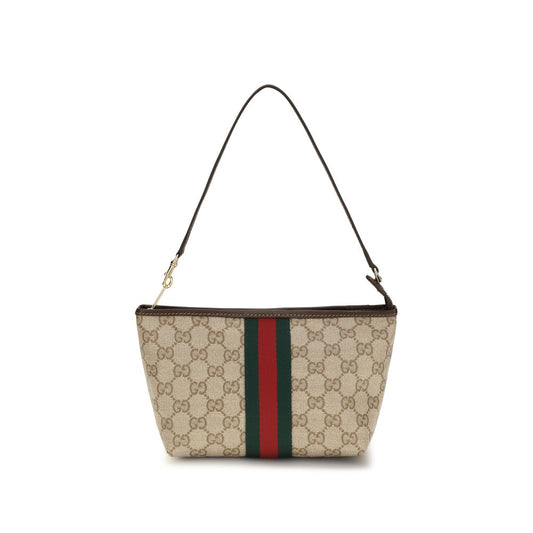 Gucci Beige GG Canvas Pouch with Strap and Web