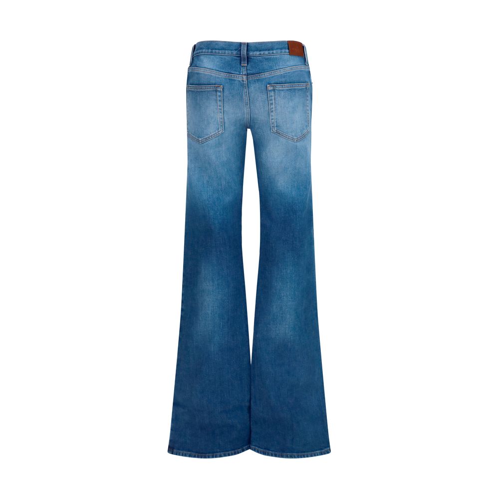 Gucci Medium Blue Washed Cotton Horsebit Flared Jeans