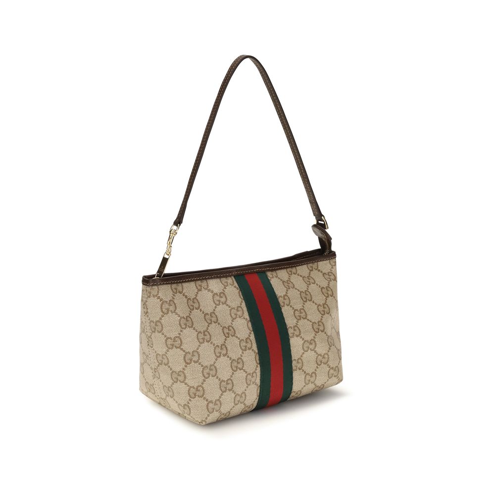 Gucci Beige GG Canvas Pouch with Strap and Web