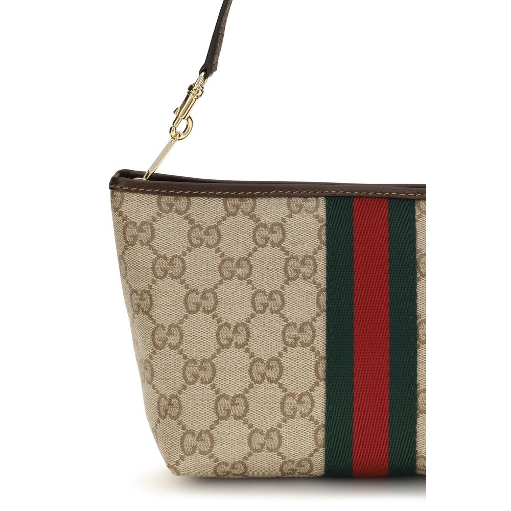 Gucci Beige GG Canvas Pouch with Strap and Web