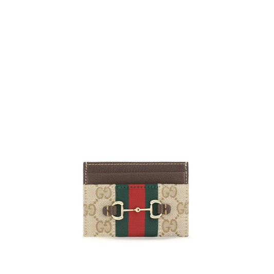 Gucci Beige Web Horsebit Card Holder Wallet