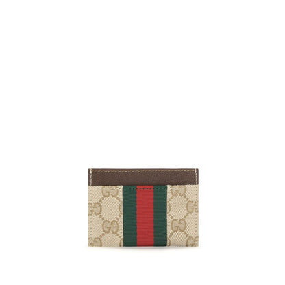 Gucci Beige Web Horsebit Card Holder Wallet