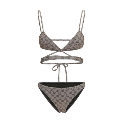Gucci Beige & Dark Brown GG Stretch Bikini
