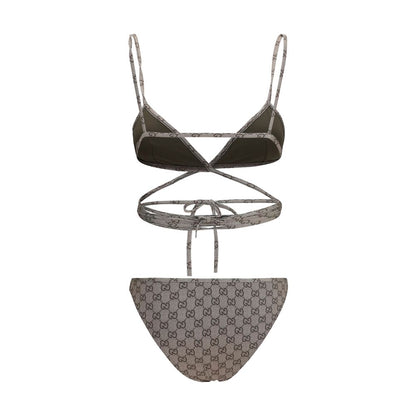 Gucci Beige & Dark Brown GG Stretch Bikini