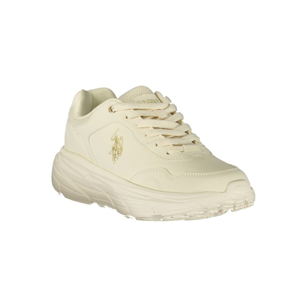U.S. POLO ASSN. White Polyester Athletic Sneakers for Women