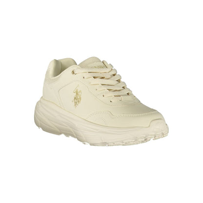 U.S. POLO ASSN. White Polyester Athletic Sneakers for Women