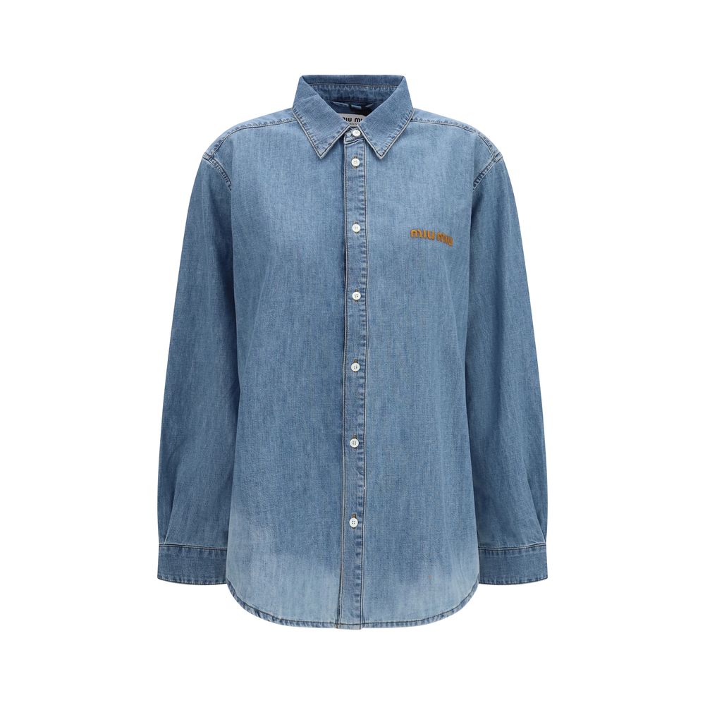 Miu Miu Blue Denim Chambray Shirt - IT42 | L