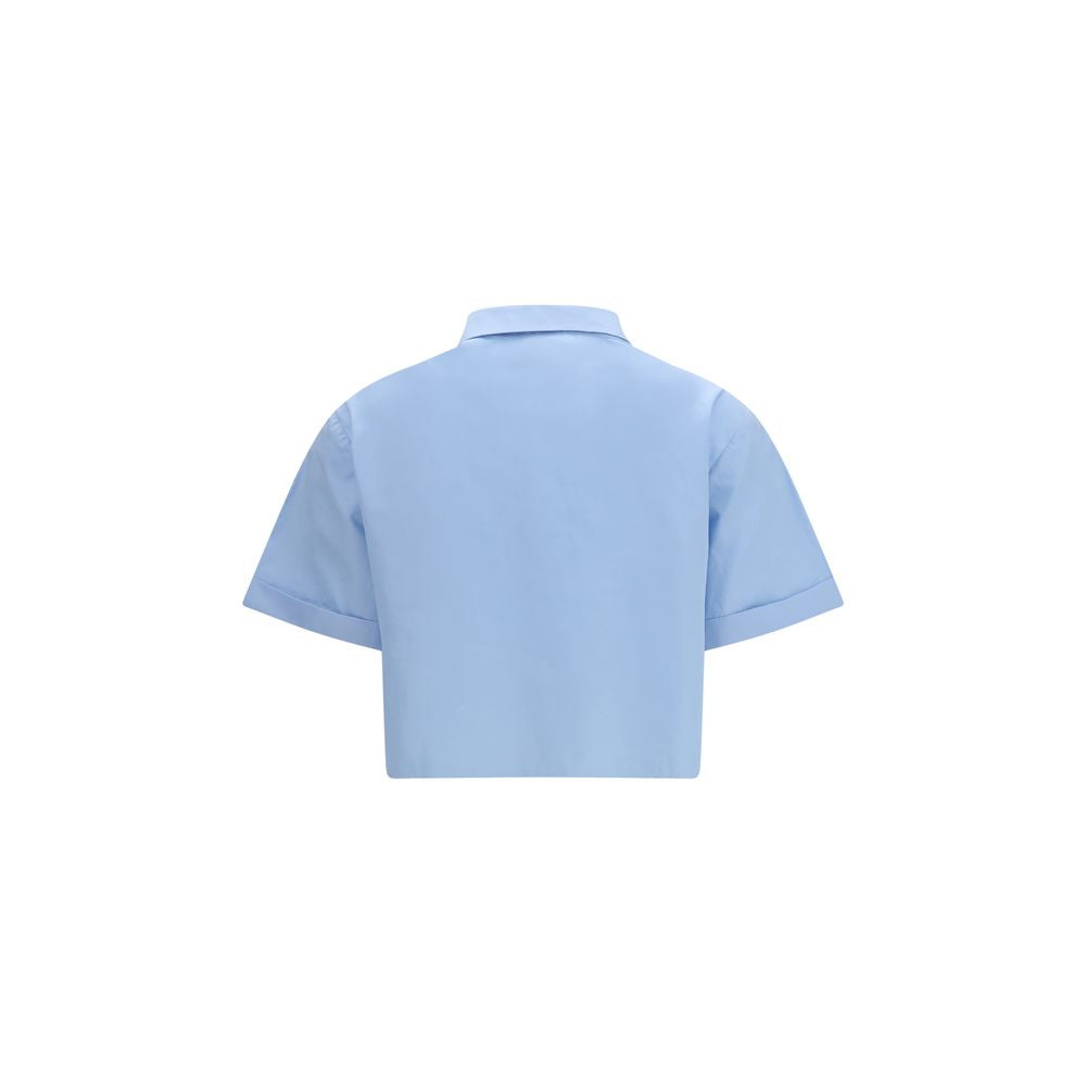 Miu Miu Blue Cotton Poplin Shortsleeve Shirt