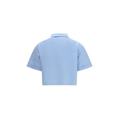 Miu Miu Blue Cotton Poplin Shortsleeve Shirt
