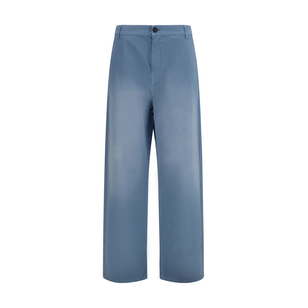 Miu Miu Blue Cotton Wide Leg Pants