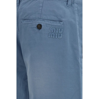Miu Miu Blue Cotton Wide Leg Pants