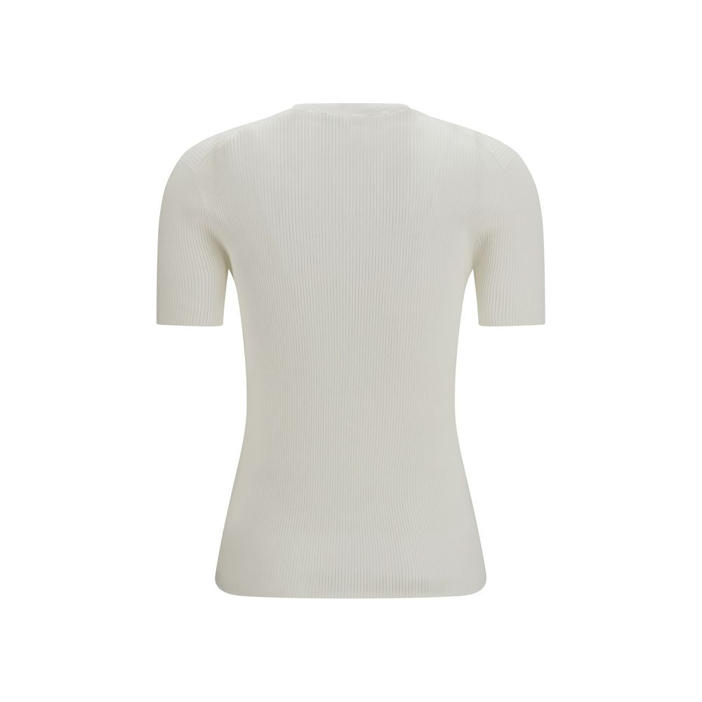Fendi White Cotton Short Sleeve Sweater