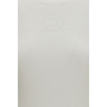 Fendi White Cotton Short Sleeve Sweater