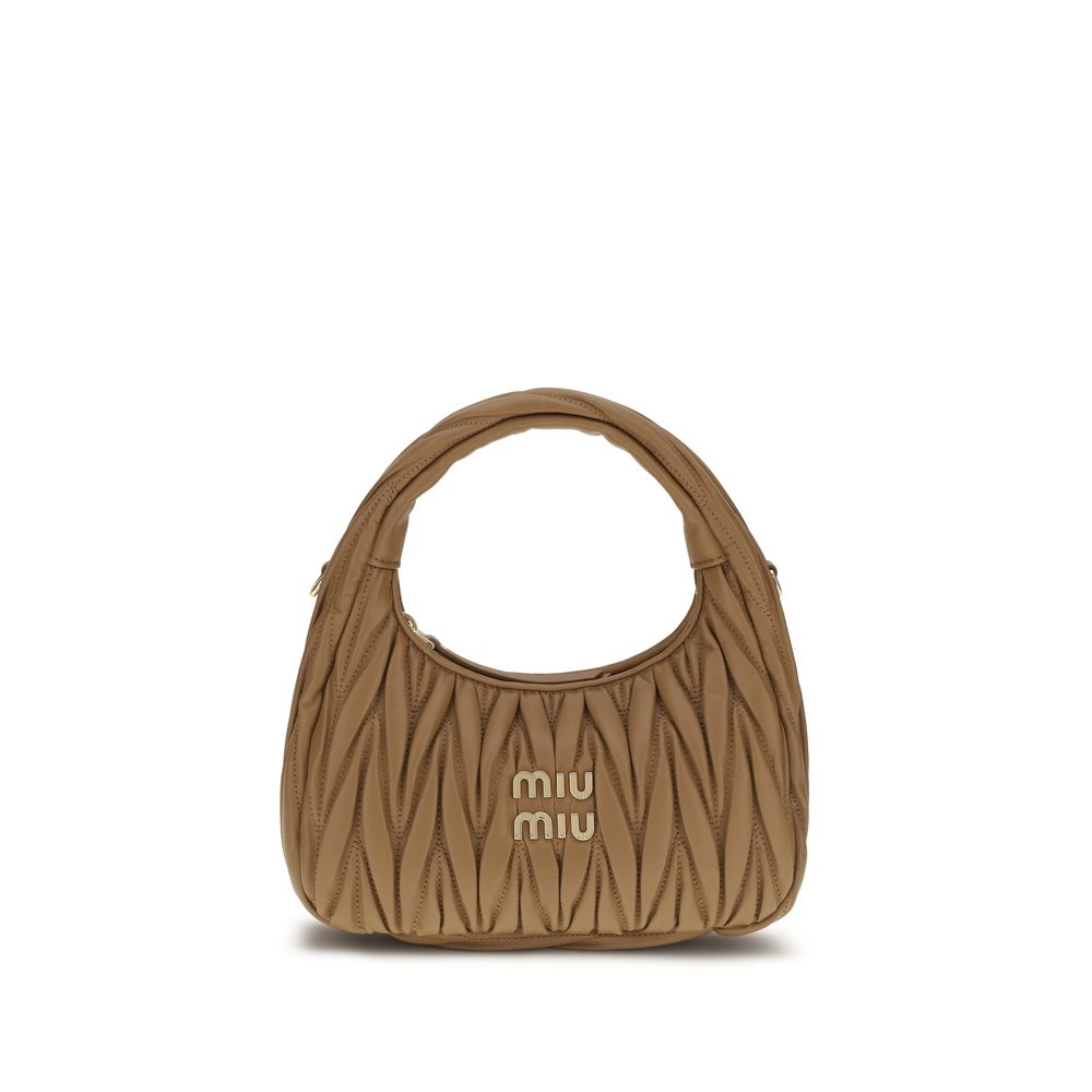 Miu Miu Beige Lamb Leather Wandler Hobo Handbag