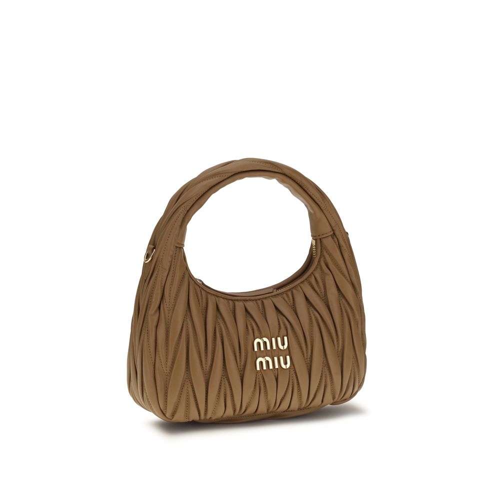 Miu Miu Beige Lamb Leather Wandler Hobo Handbag