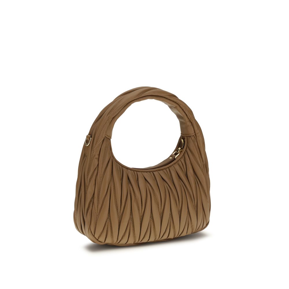 Miu Miu Beige Lamb Leather Wandler Hobo Handbag