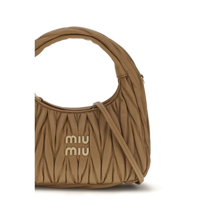 Miu Miu Beige Lamb Leather Wandler Hobo Handbag