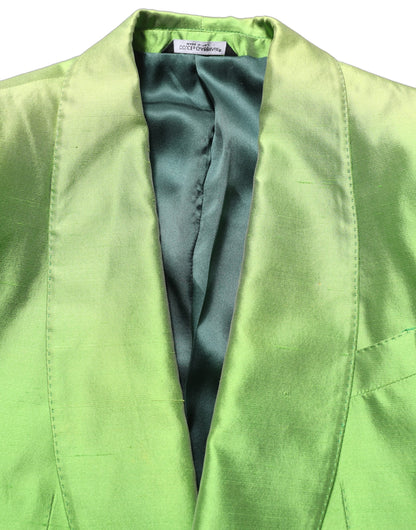 Dolce & Gabbana Green Silk Single Breasted Embellished Blazer