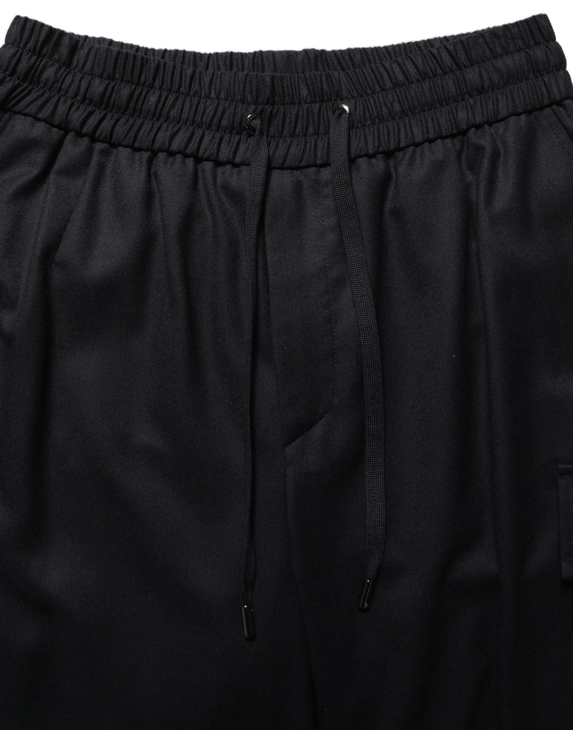 Dolce & Gabbana Black Mid Waist Cargo Jogger Sweatpants