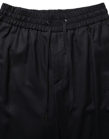Dolce & Gabbana Black Mid Waist Cargo Jogger Sweatpants
