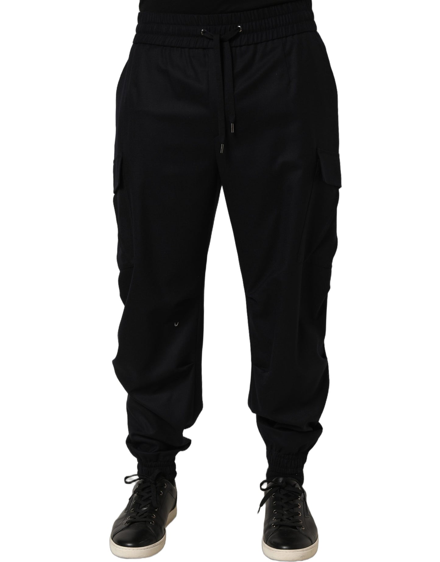 Dolce & Gabbana Black Mid Waist Cargo Jogger Sweatpants