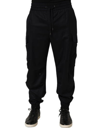 Dolce & Gabbana Black Mid Waist Cargo Jogger Sweatpants