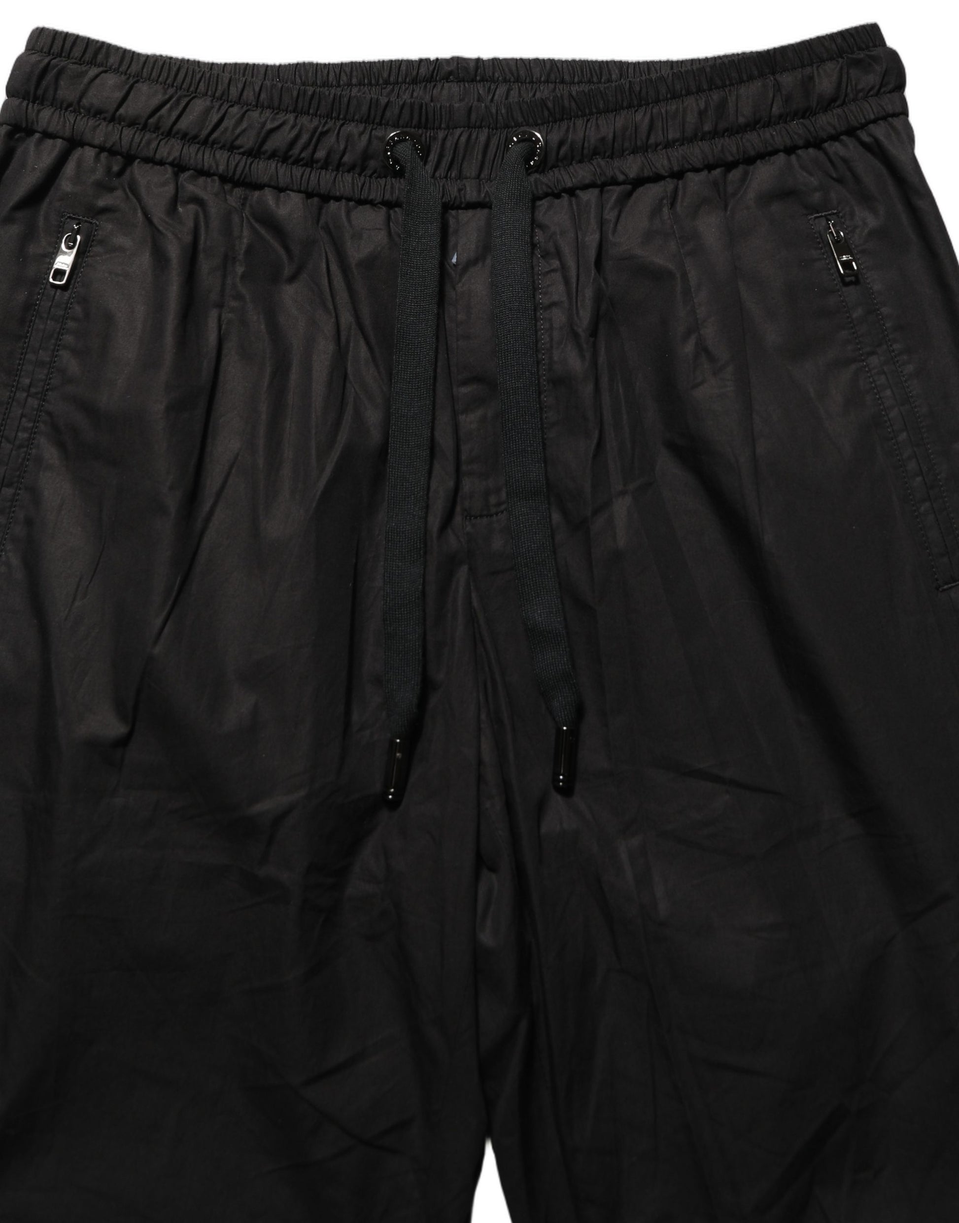 Dolce & Gabbana Black Cotton Mid Waist Jogger Sweatpants