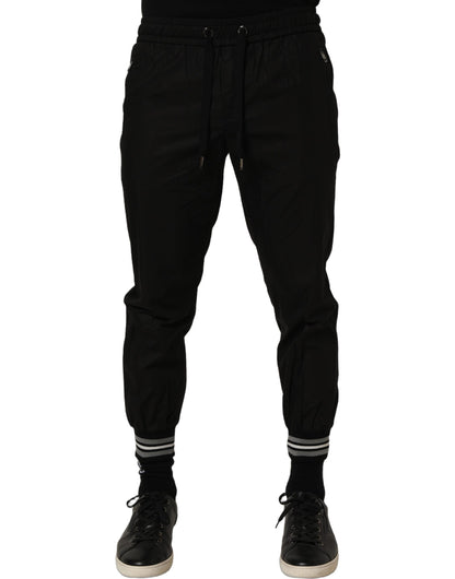 Dolce & Gabbana Black Cotton Mid Waist Jogger Sweatpants
